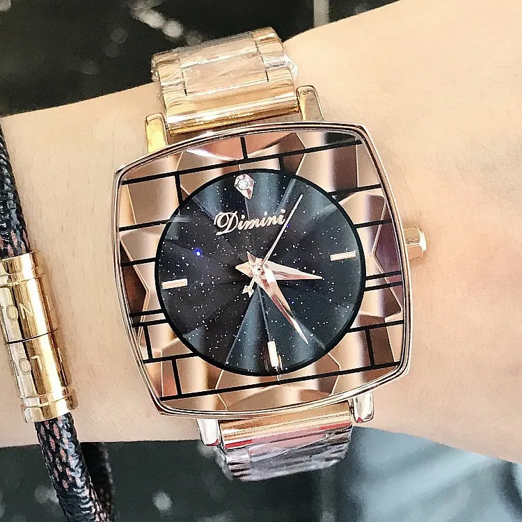 Часы Dimini женские с квадратными звездами модные роскошные ремешком из