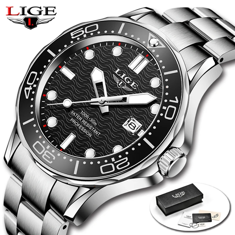 LIGE Watch For Men Fashion Sports Mens Quartz Wristwatches Luminous Waterproof Automatic Calendar Watches Men Relogio Masculino