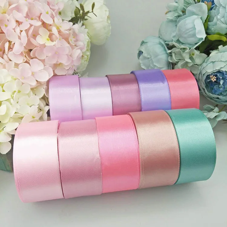 Декоративные атласные ленты для свадьбы дня рождения белые черные синие розовые