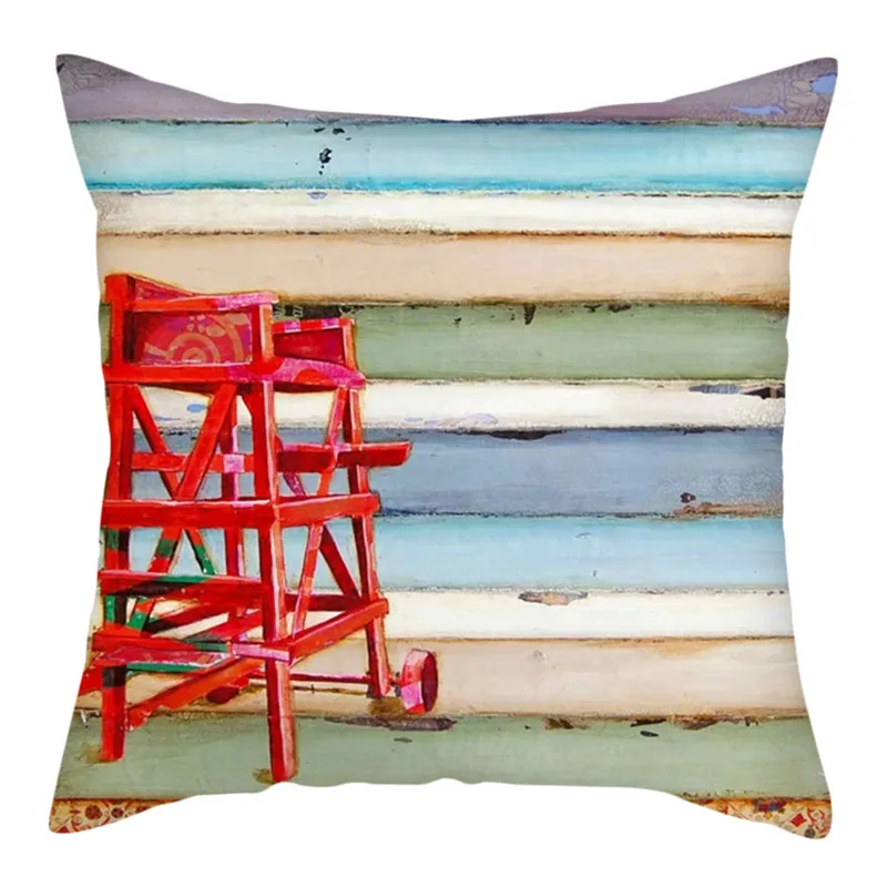 Fuwatacchi Summer Oil Painting Cushion Cover Scenery Cartoon Sea Lover Throw Pillow for Sofa Car Chair Decor Case | Дом и сад