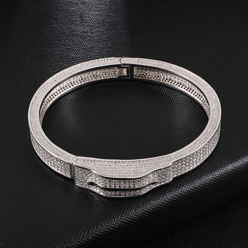 Хип хоп мужской Iced Out тяжелый кубический циркон личность микро проложили Bling CZ браслет для мужчин женщин рэппер ювелирные изделия