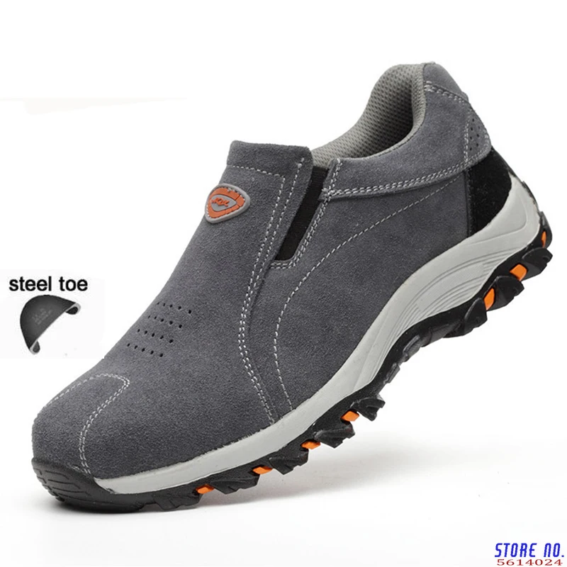 

Мужские защитные рабочие ботинки, Модные дышащие слипоны, повседневные мужские рабочие ботинки, защита от прокалывания, мужские ботинки со ...