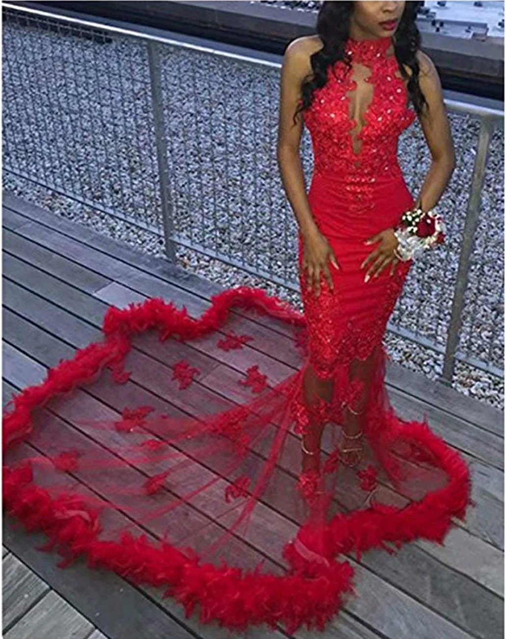 Красное Кружевное Платье-Русалка для выпускного вечера новинка 2020 вечерние