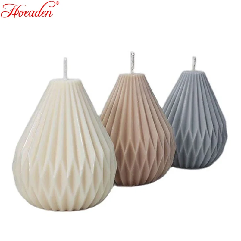 

Striped Cone Candle DIY Candle Mold Making Pear Shape Candle Silicone Mold Decoration Geometric Lines Scent Candle Soap Mould