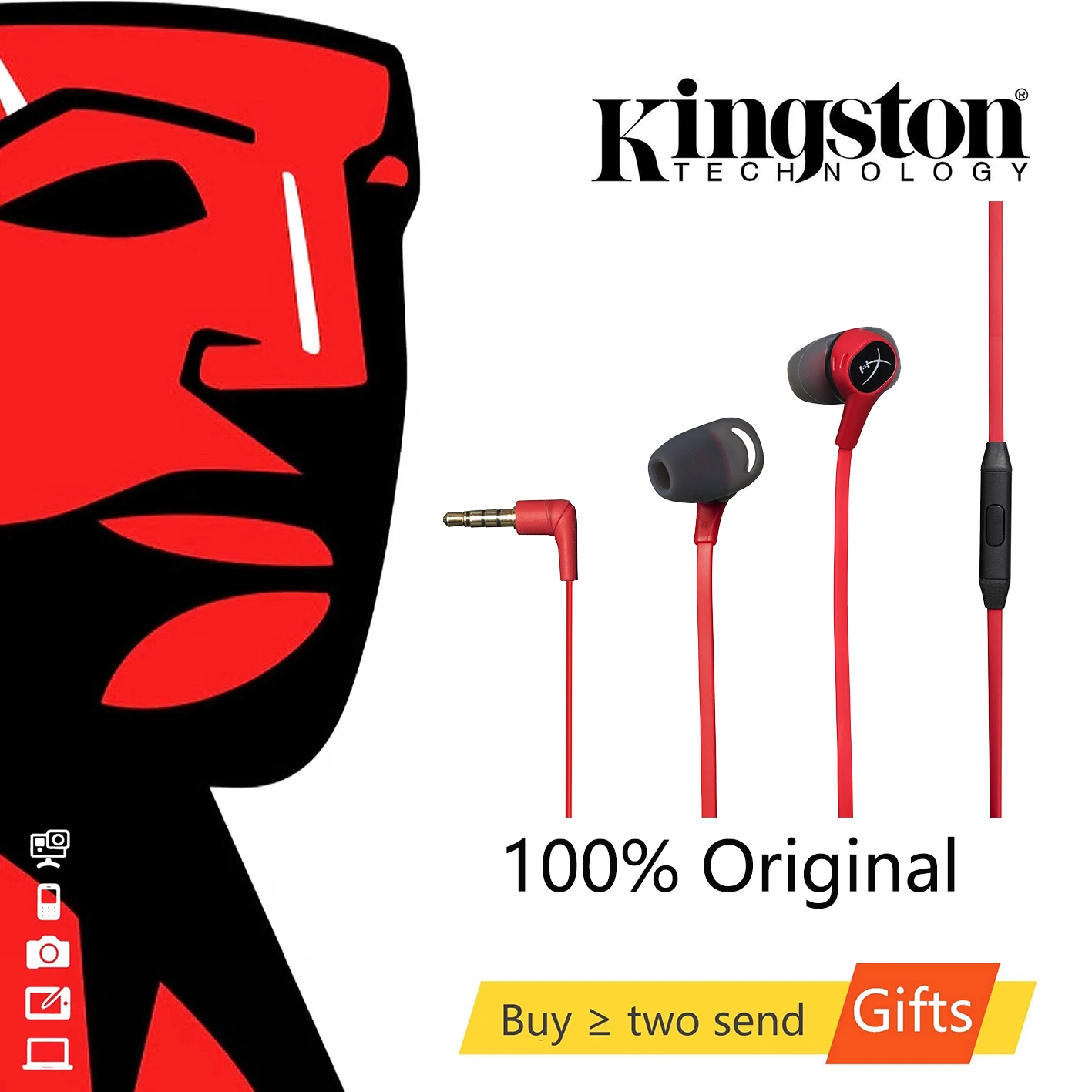 New Kingston HyperX Cloud Earbuds Gaming Headset With a microphone Immersive wired headset in-game audio In-Ear headset
