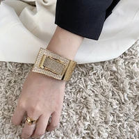 ornapeadia fashion womens alloy bracelets exquisite creative exaggerated wide brim bracelet with diamond belt buckle wholesale
