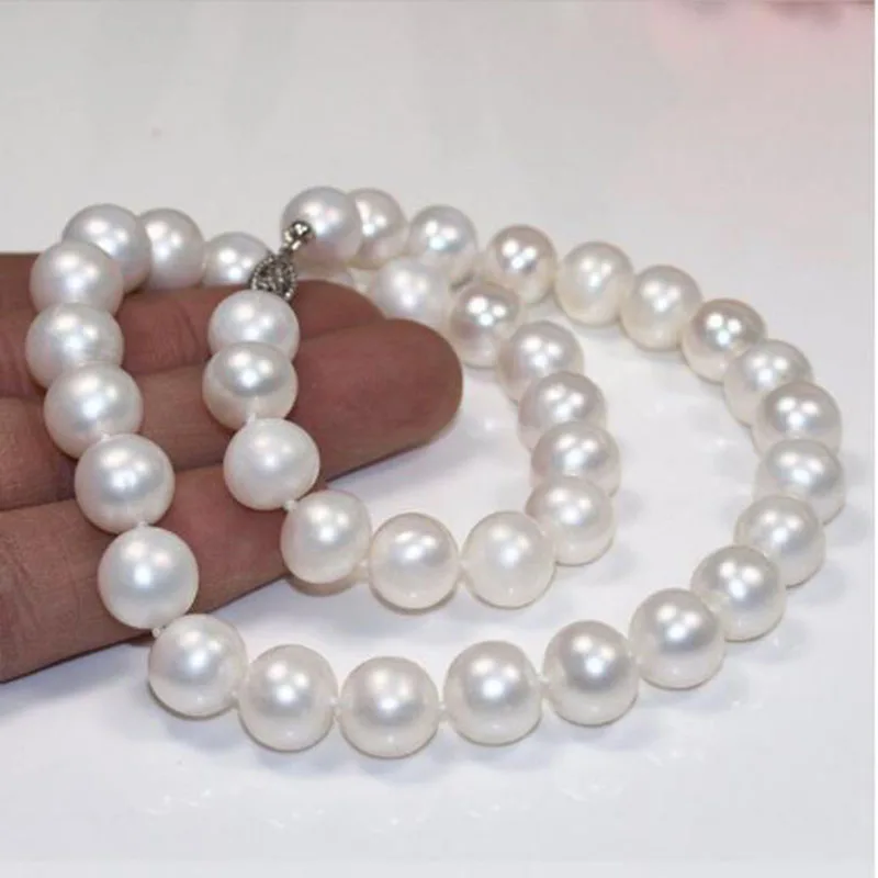 

Бесплатная доставка огромное ожерелье из натурального белого жемчуга AAA 18 "11-12 мм южного моря