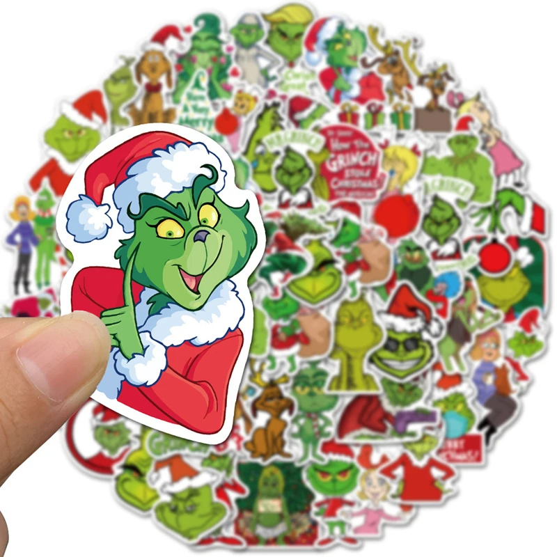 

10/30/50/100Pcs The Grinch Stickers kawaii Anime Sticker Laptop Pvc Waterproof Cartoon Graffiti Decals Kids Classic Toys Gifts