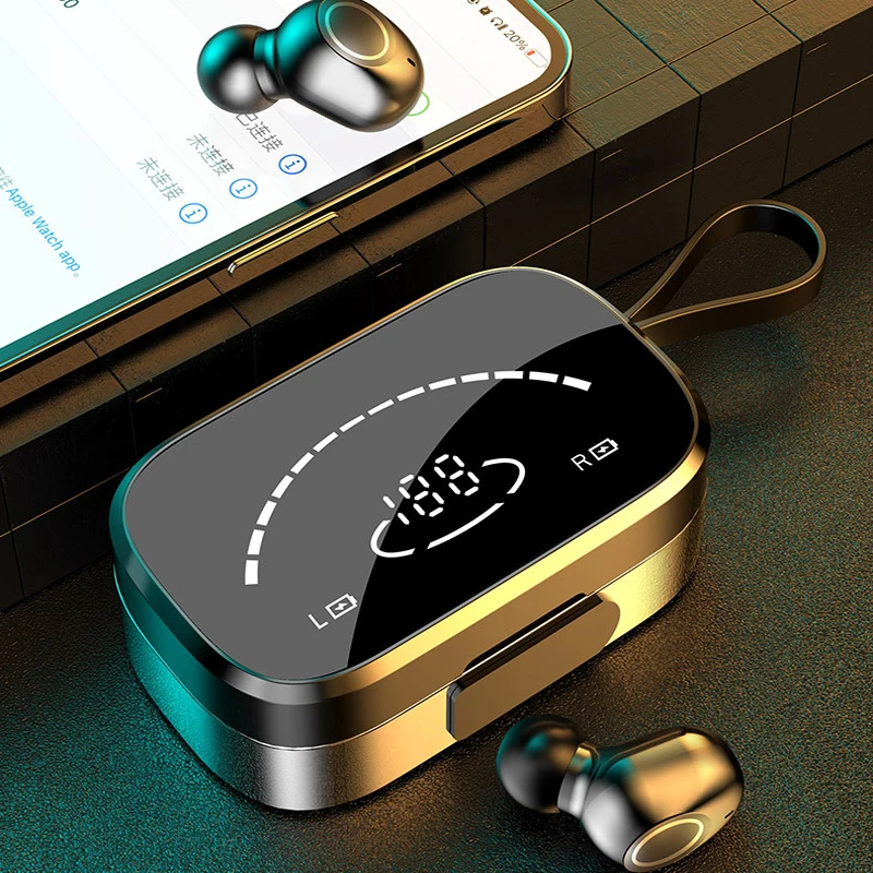 

Новинка 2021, TWS Bluetooth-наушники, мАч, светодиодный дисплей, спортивные водонепроницаемые наушники-вкладыши, гарнитура с искусственными элемен...