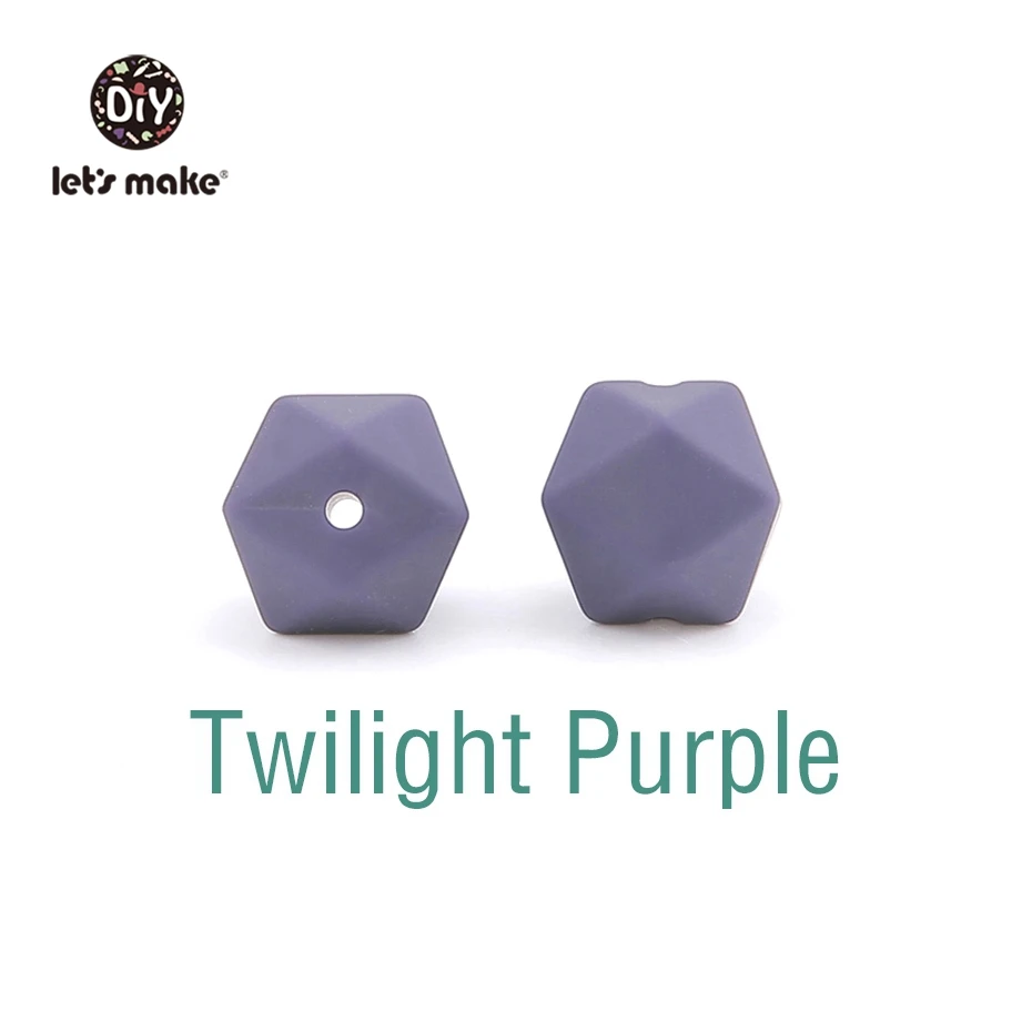 Twilight Purple Let's Make 10 шт. 14 мм Силиконовые Бусины шестиугольник Bpa Бесплатно Силиконовый Прорезыватель Diy Прорезыватель для зубов Детские Жевательные Аксессуары Детские Прорезыватели - Цвет: Twilight Purple