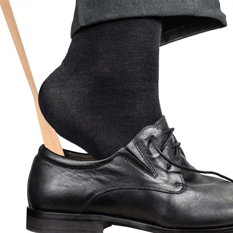 

1pc Practical Long Handle Shoehorn Simple Long Shoe Horn Tie Rope Shoehorn