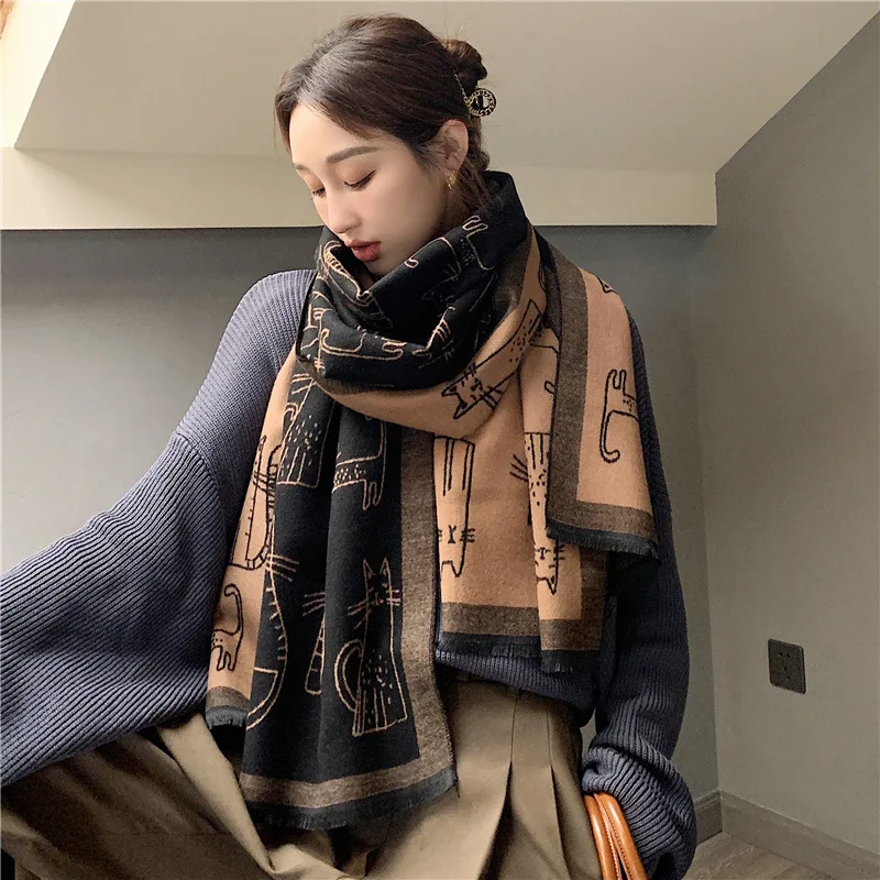 

Женское одеяло, кашемировые зимние шали и палантины из пашмины с принтом, женские вечерние платья, палантины, мягкий подарок, двусторонние