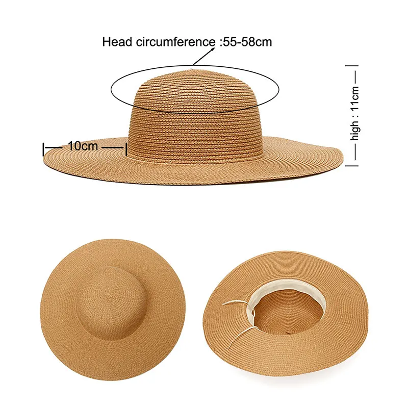 

Embroidery Personalized Custom Text LOGO Embroidery Women Sun Hat Large Brim Straw Hat Outdoor Beach hat Summer Cap Dropshippin