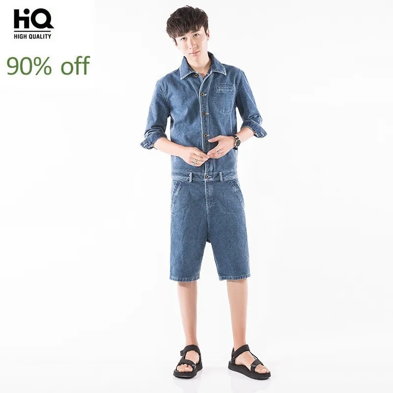 Мужские летние комбинезоны 2020 Модные Винтажные повседневные джинсовые пальто с