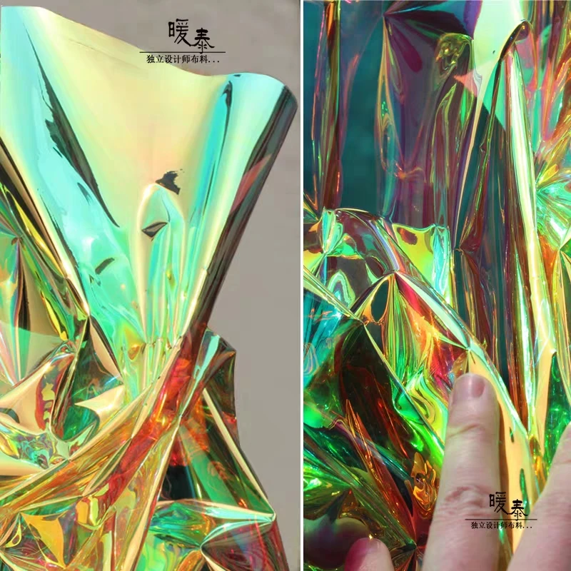 

0.2mm TPU Fabric Champagne Gold PVC Waterproof DIY Reflective Raincoat Bag Arts Decor Plastic Clothes Designer Fabric