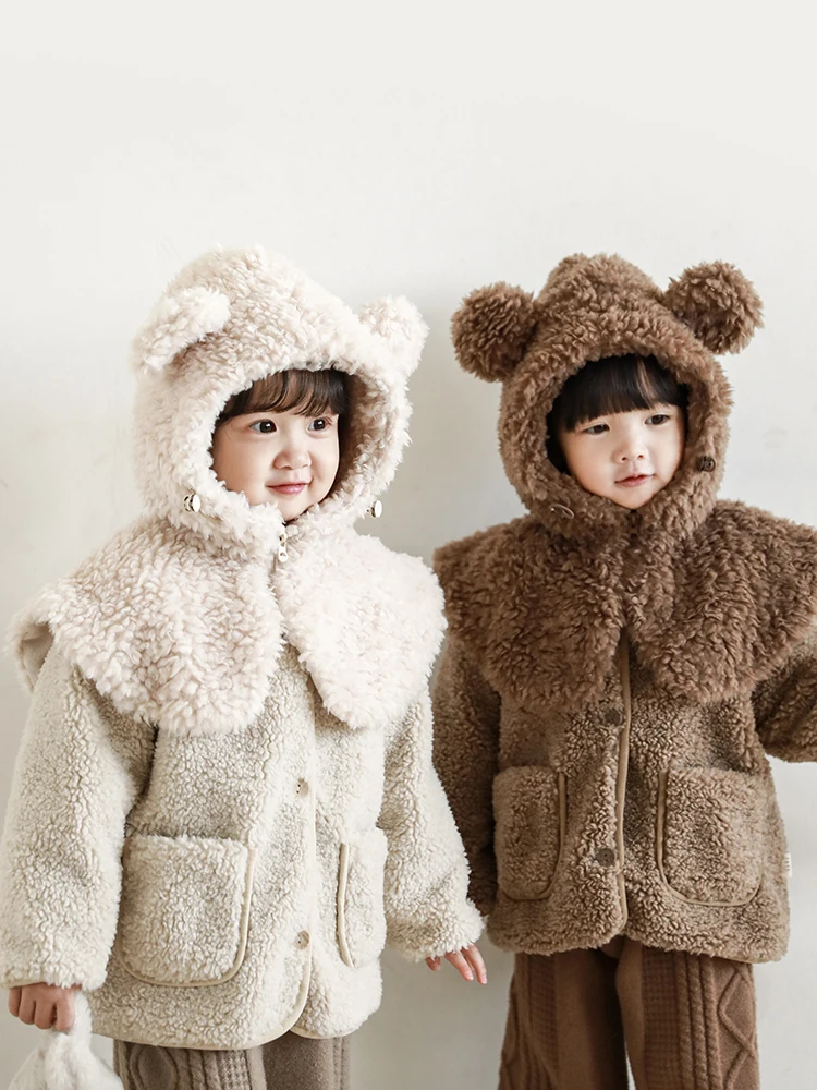 Детские плюшевые шапки с милым маленьким медведем большая шаль ушками