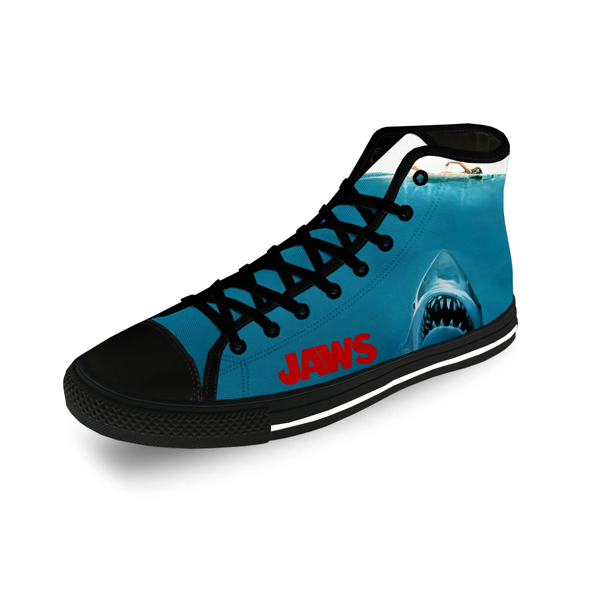 

Jaws Movie Shark Horror Casual Funny Cloth 3D Print High Top Canvas Fashion Shoes Men Women Lightweight Breathable Sneakers