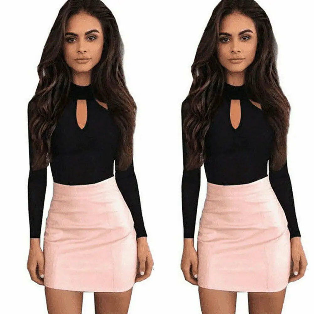 Женский комбинезон с высоким воротом длинным рукавом Эластичный Трико