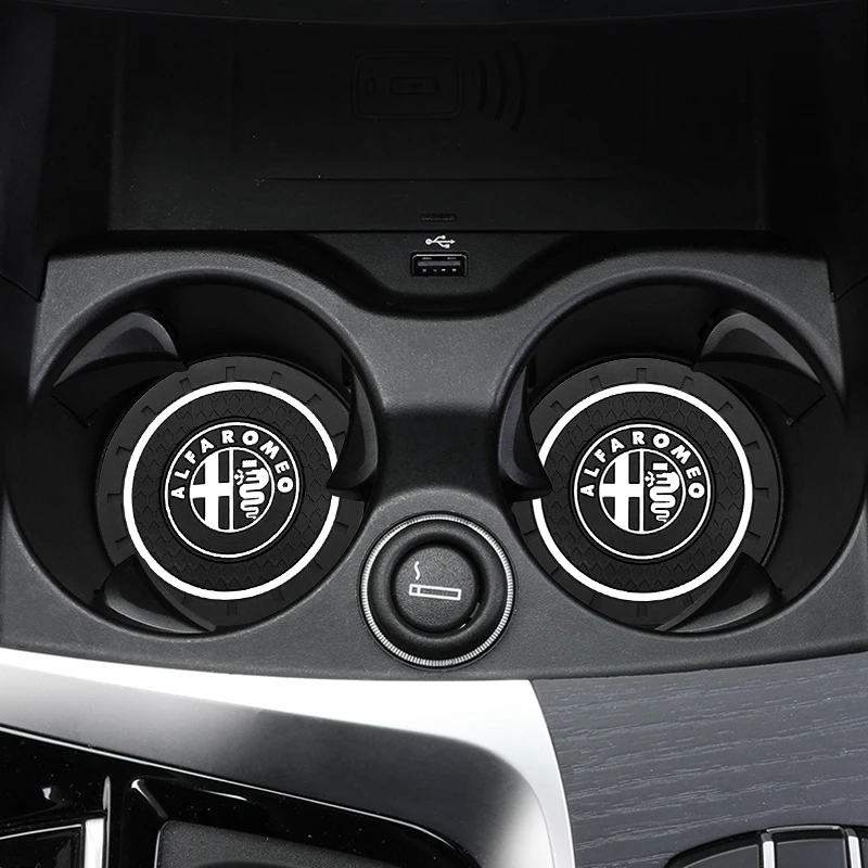 

2PCS Car Coaster Cup Holder Non-slip Mat Interior Car Styling for Alfa Romeo 159 Giulietta 147 Mito Giulia 156 166 GT Stelvio 4C