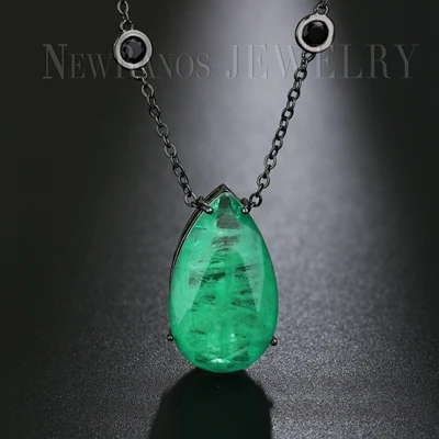 green in black Newranos, ожерелье в форме капли воды, натуральный кристалл, камень, подвеска с цирконием, цепочка, ожерелье fr, женское модное ювелирное изделие, NWX0017302 - Окраска металла: green in black