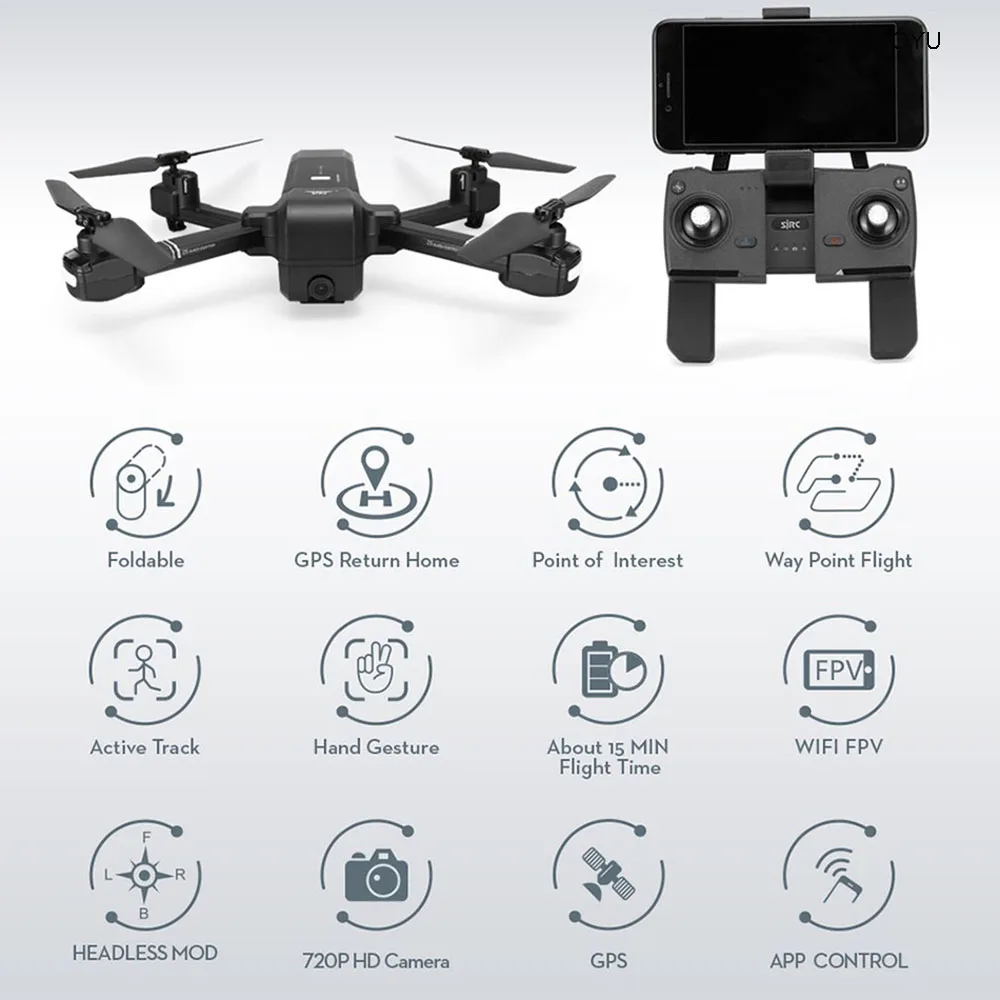 Складной Радиоуправляемый Дрон EBOYU SJR/C Z5 GPS WiFi FPV 1080P HD камера автовозврат Следуйте