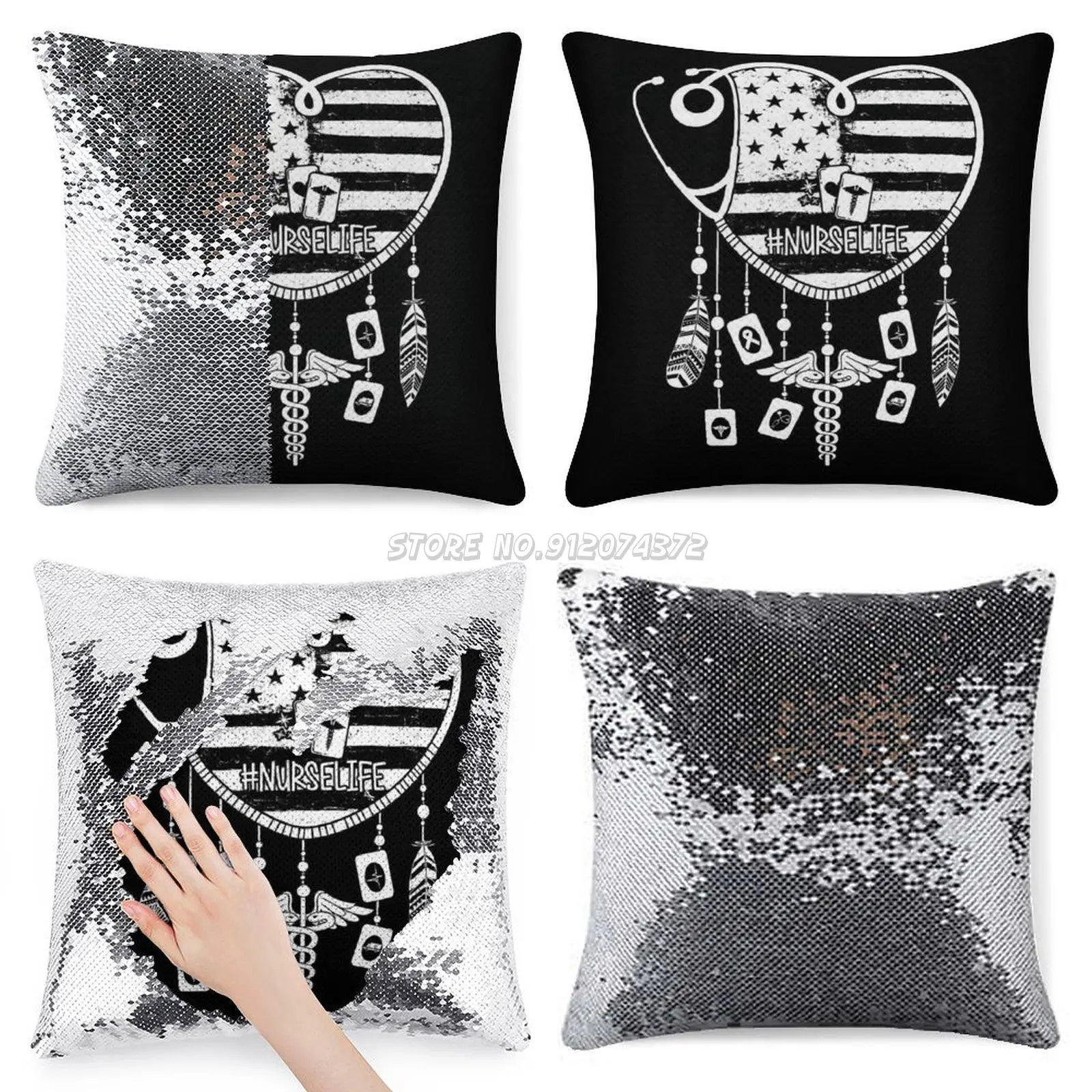 

Наволочка с блестками для медсестры, 40 х40 см