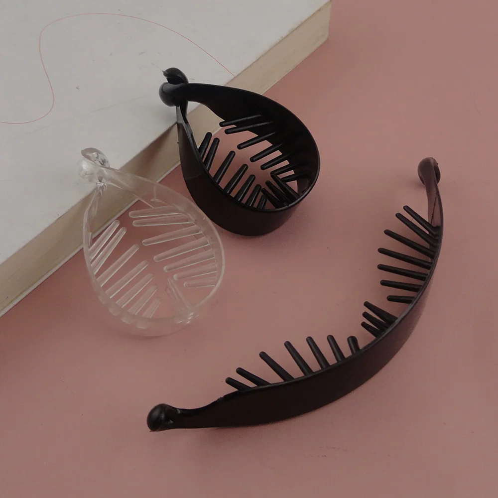 Черные пластиковые скрученные заколки для волос фиксации хвостов прозрачные