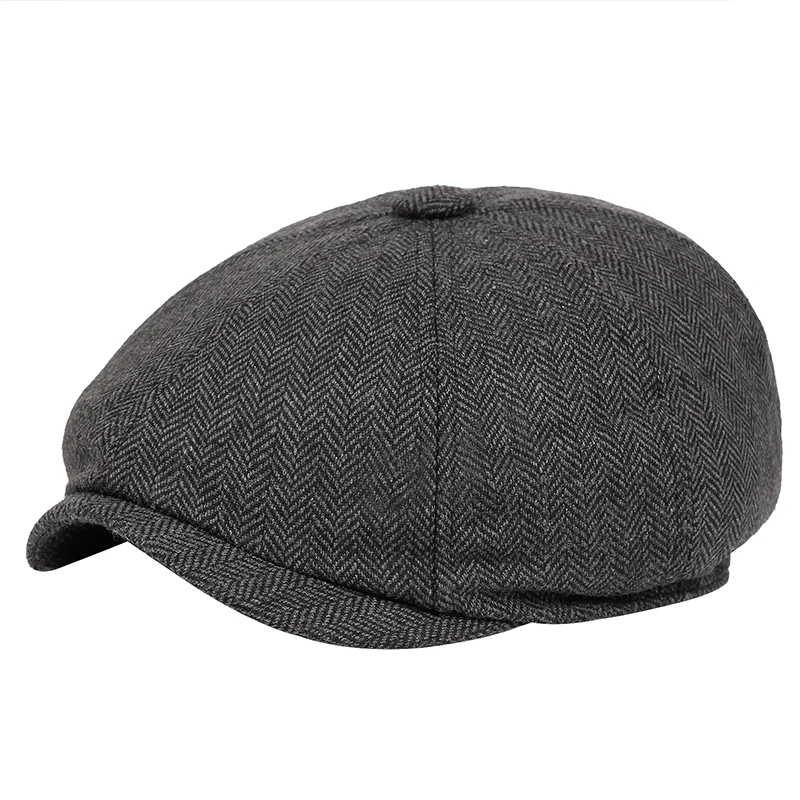 

Men Tweed Newsboy Hat Beret Herringbone Gatsby Hats Street Caps Peaked Octagonal with Brim Caps Winter Spring Hip Hop Berets