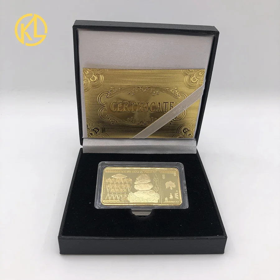 Позолоченный Зимбабве сто quintillion долларов Бар Золотой плакированный Bullion бар для