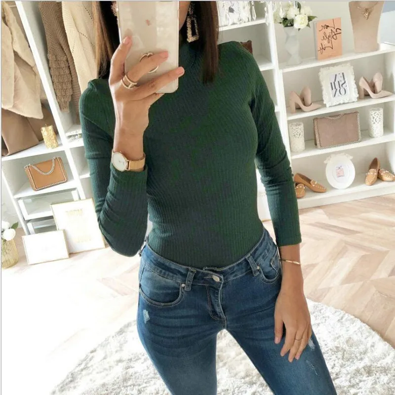 Водолазка с длинным рукавом боди бодикон короткий комбинезон осень зима