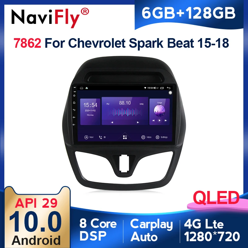 Автомобильный мультимедийный плеер Android8core 6 + 128G 1280*720QLED Авторадио для Chevrolet Spark Beat