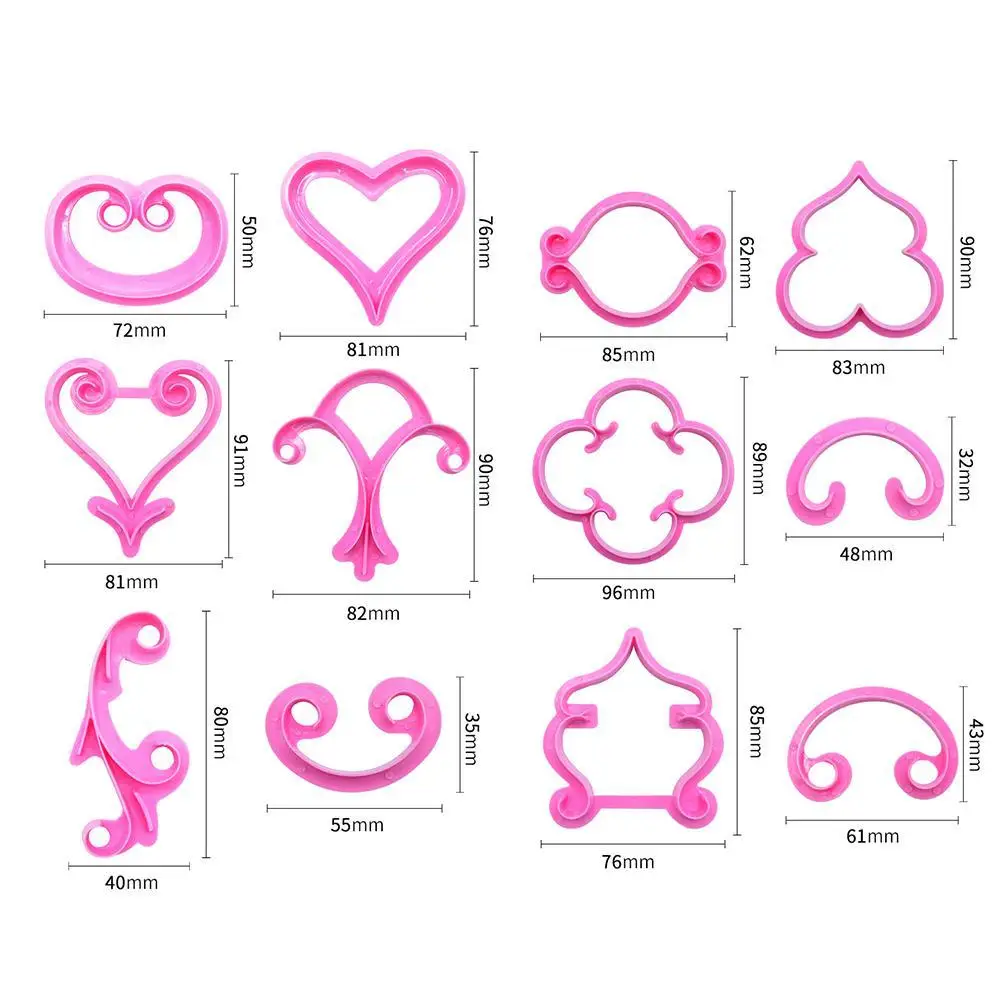 

12pcs/set Rose Flower Sugarcraft Cake Mold Cookie Cutter Lace Heart Cake Cookies Pastry Fondant Cutter Cake Embossed Decor