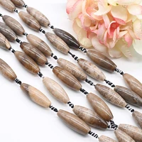 2strands natural oval agate olivary rice dark beige loose beads for diy bracelet necklace jewelry making strand 15