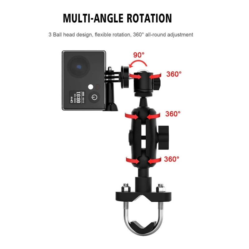 

360 Rotating Bike Motorcycle Handlebar Mount Stand for Hero 9 8 7 Action Camera 62KA