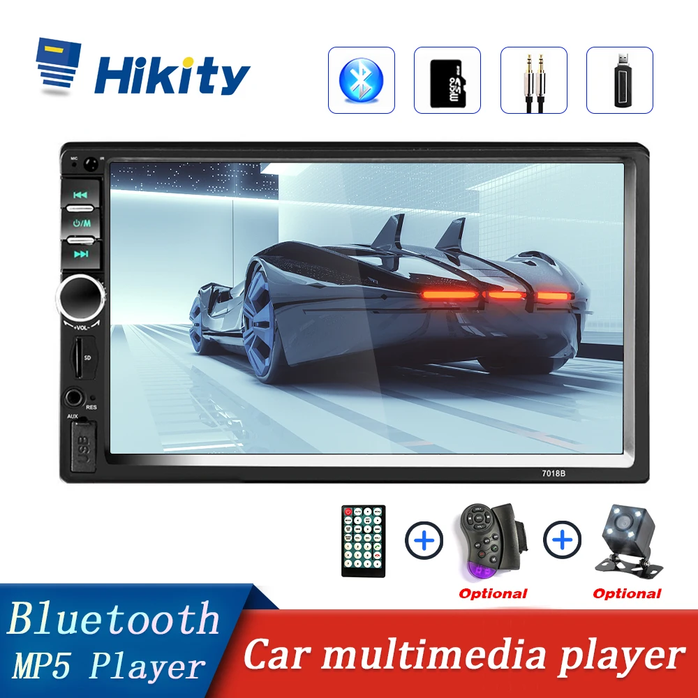 Автомагнитола Hikity 7018B MP5 плеер с сенсорным экраном 7 дюймов HD TF картой Mirrorlink USB FM AUX