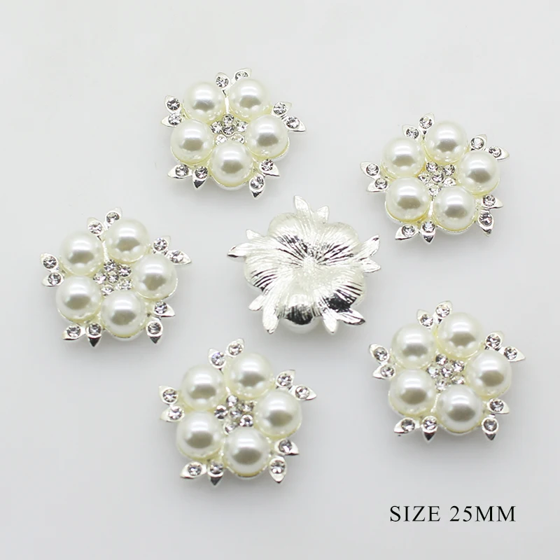 

Sale Price Metal Alloy Buttons 5pcs/lot 25mm Sewing Handwork Diy Rhinestones Decoration Silver Accessories