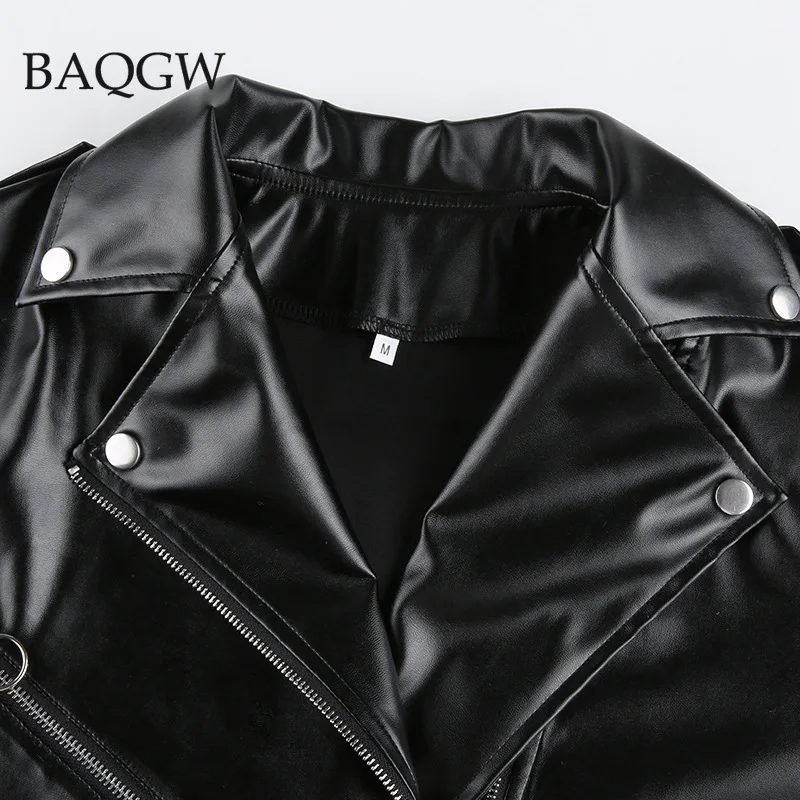 

Black Faux Leather Jacket and Coats for Women Autumn Winter Short Pu Leather Jackets Casual Zipper Moto Biker Oversized Coat