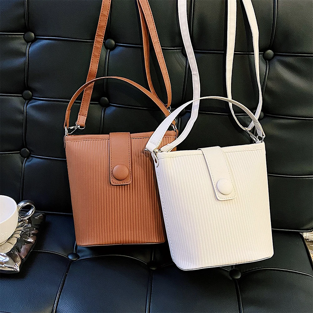 

Fashion Pure Color PU Leather Bucket Shoulder Bag Women Casual Small Crossbody Bags women's leather bag Shopper luxury designer