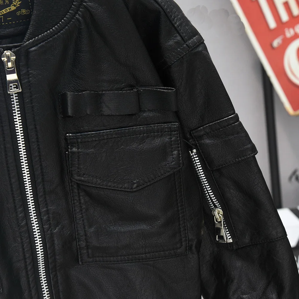 Весенняя детская одежда куртка из искусственной кожи для мальчиков Детская