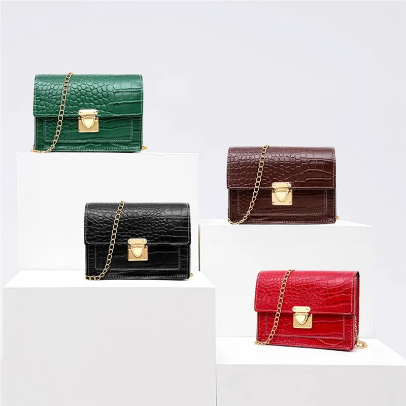 Новая дизайнерская сумка женская на плечо с цепочкой Аллигатор через из