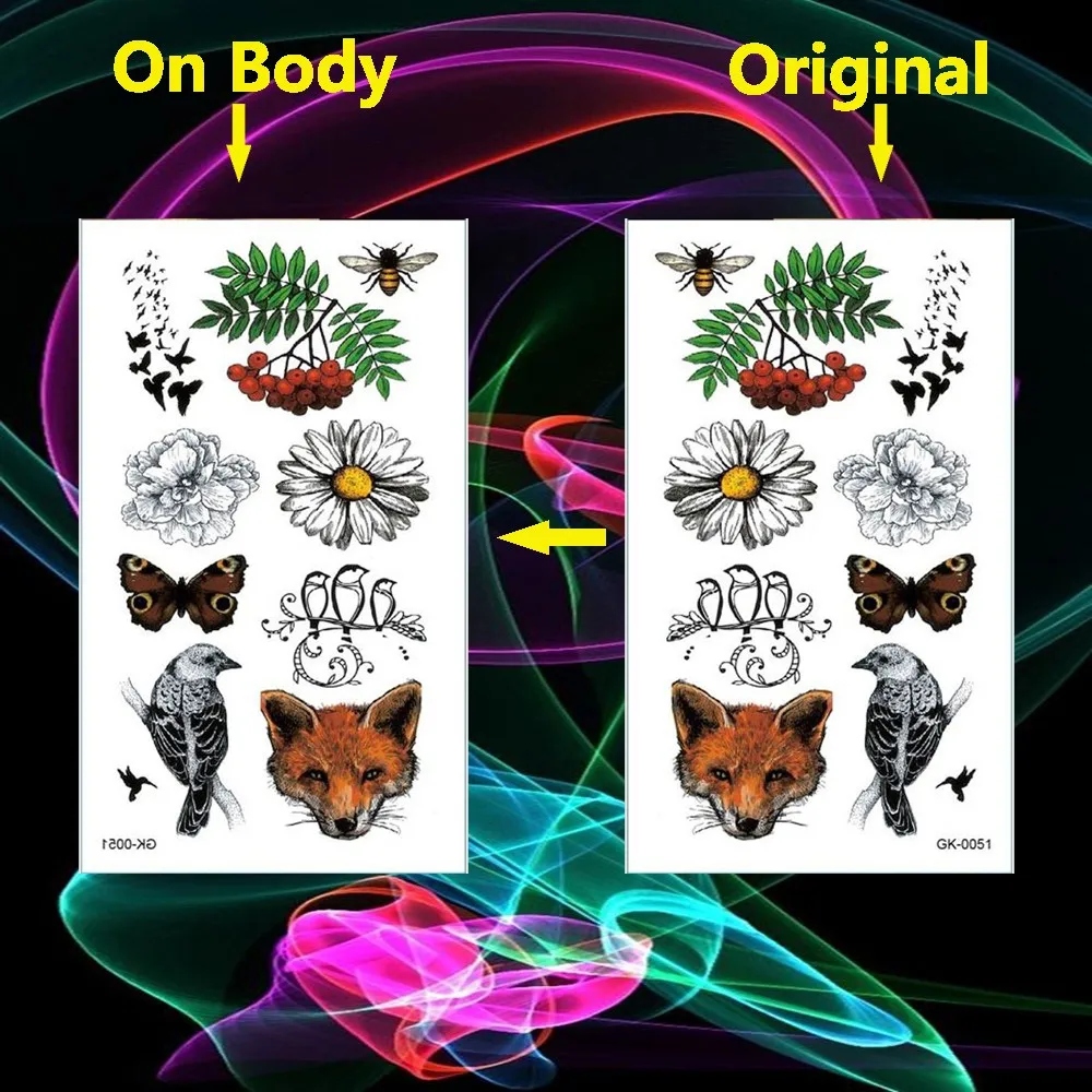 Временные тату временные наклейки на тело татуировки сексуальная Цветочная