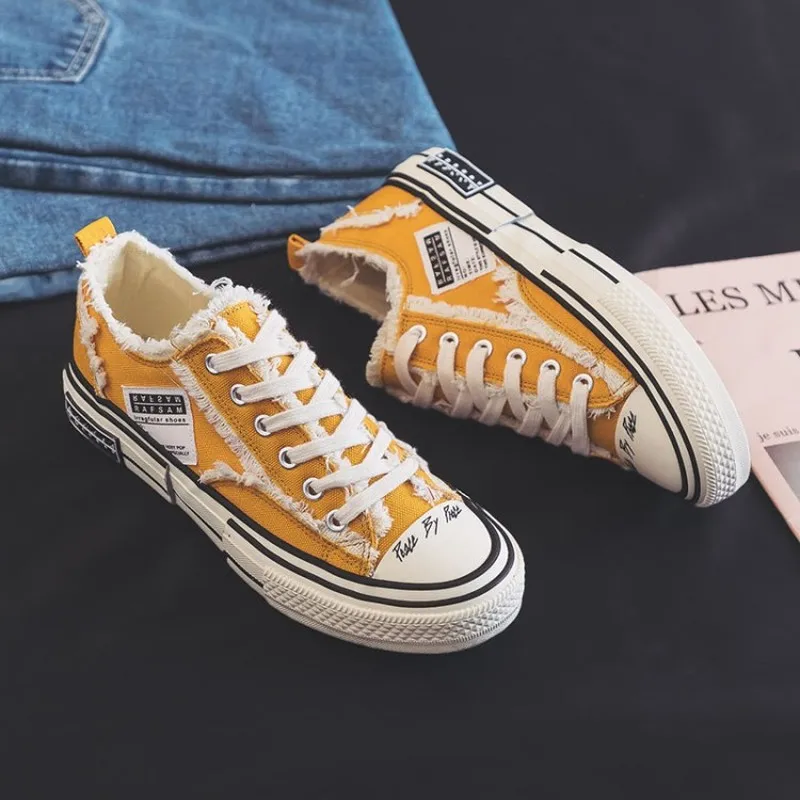 Студенческие модные парусиновые туфли смешанных цветов на весну и лето женские