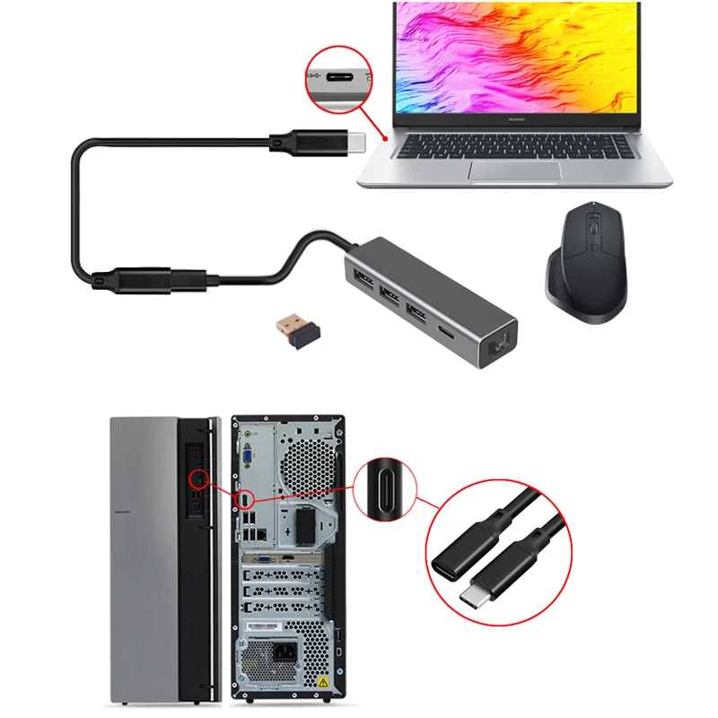 Удлинительный кабель USB c 100 Вт PD 5A 4k USB3.1 Type usb-c удлинитель штекер-гнездо УДЛИНИТЕЛЬ