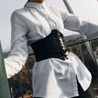 1pc corset wide pu leather belt cummerbunds strap belts for women elastic tight high waist slimming body shaping girdle belt