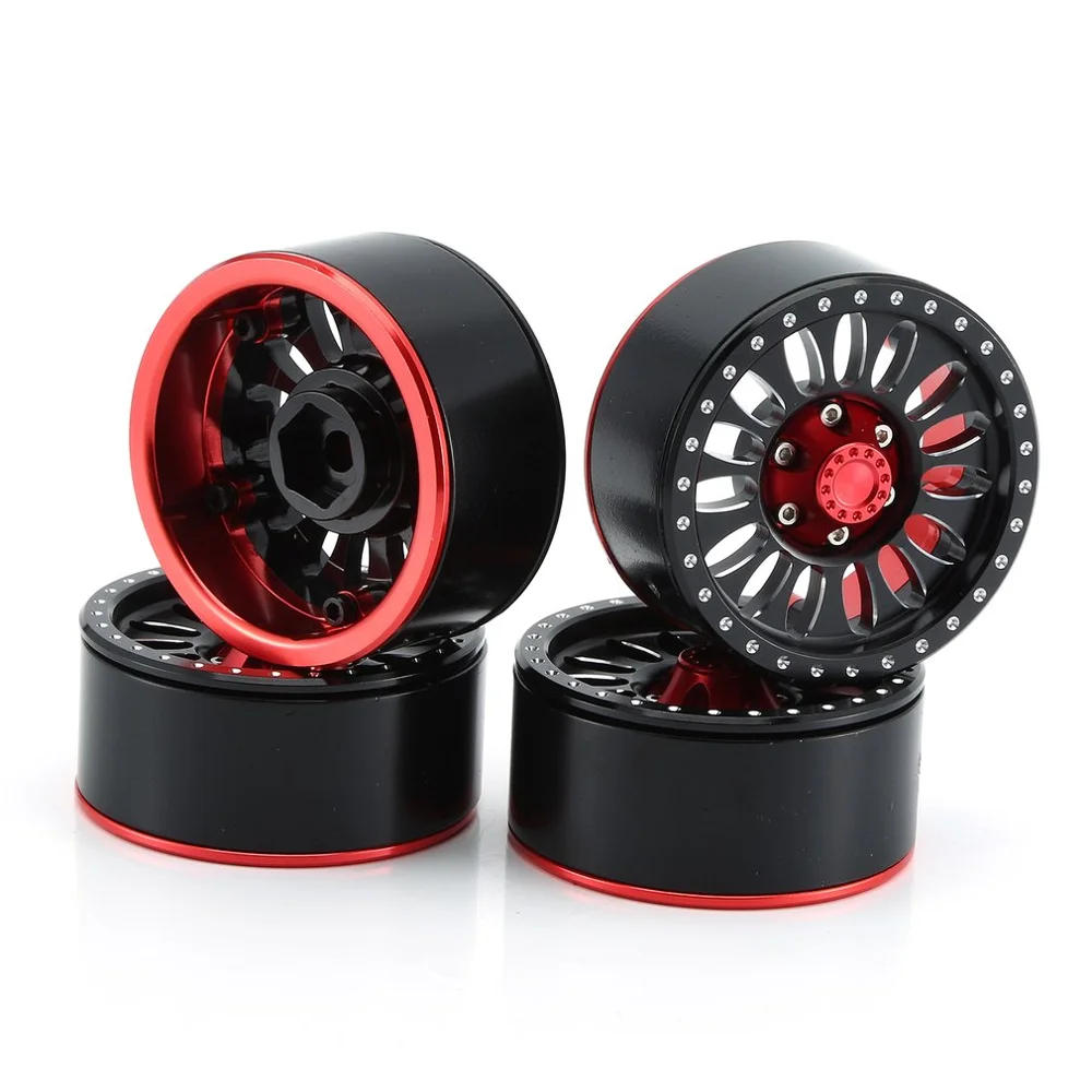

Metal Wheel Rim 4PCS Beadlock Wheel Hub 1.9 Inch RC Auto Car Black Wheel Rim Car Set for 1/10 RC Model Car