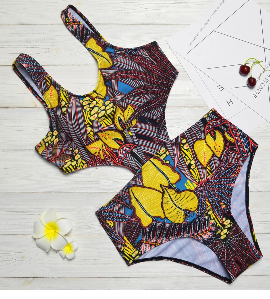 Плавательный костюм для Для женщин желтый принт Plavky девочек может пляжные