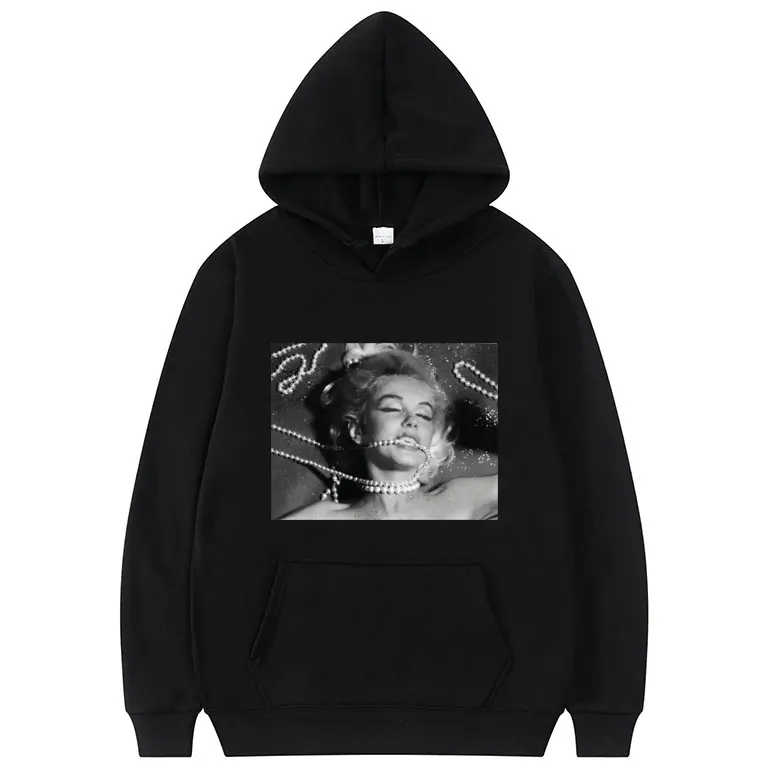 

2021 Fashion Design Sexy Marilyn Monroe Pearls Graphics Print Hoodie Casual Men Women Fleece Cotton Hoodies Unisex Funny Tops