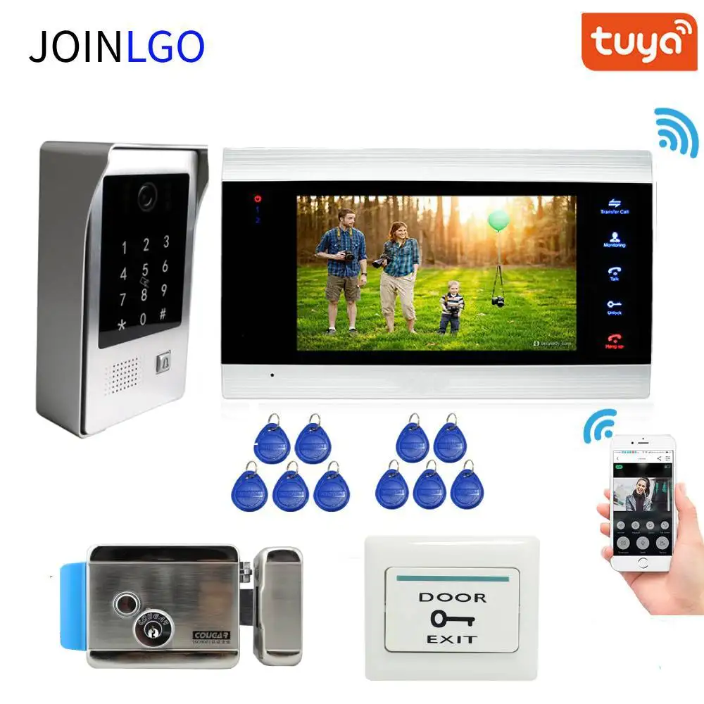 Проводной 7 &quotзапись Экран 720P WI FI видео домофон RFID код клавиатуры дверные звонки