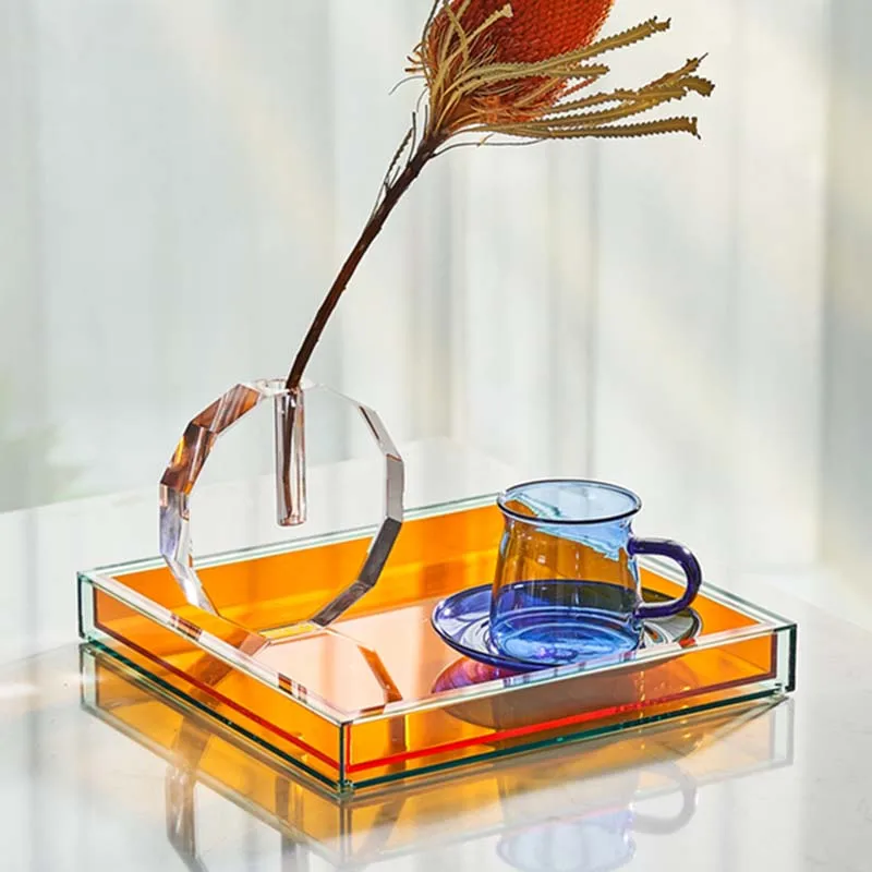 

Nordic Ins Home Creative Modern Acrylic Tray Storage Decoration Jewelry Transparent Square Water Cup Key