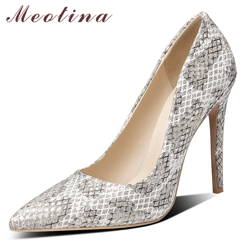 Meotina/женские туфли на высоком каблуке вечерние тонком со змеиным принтом